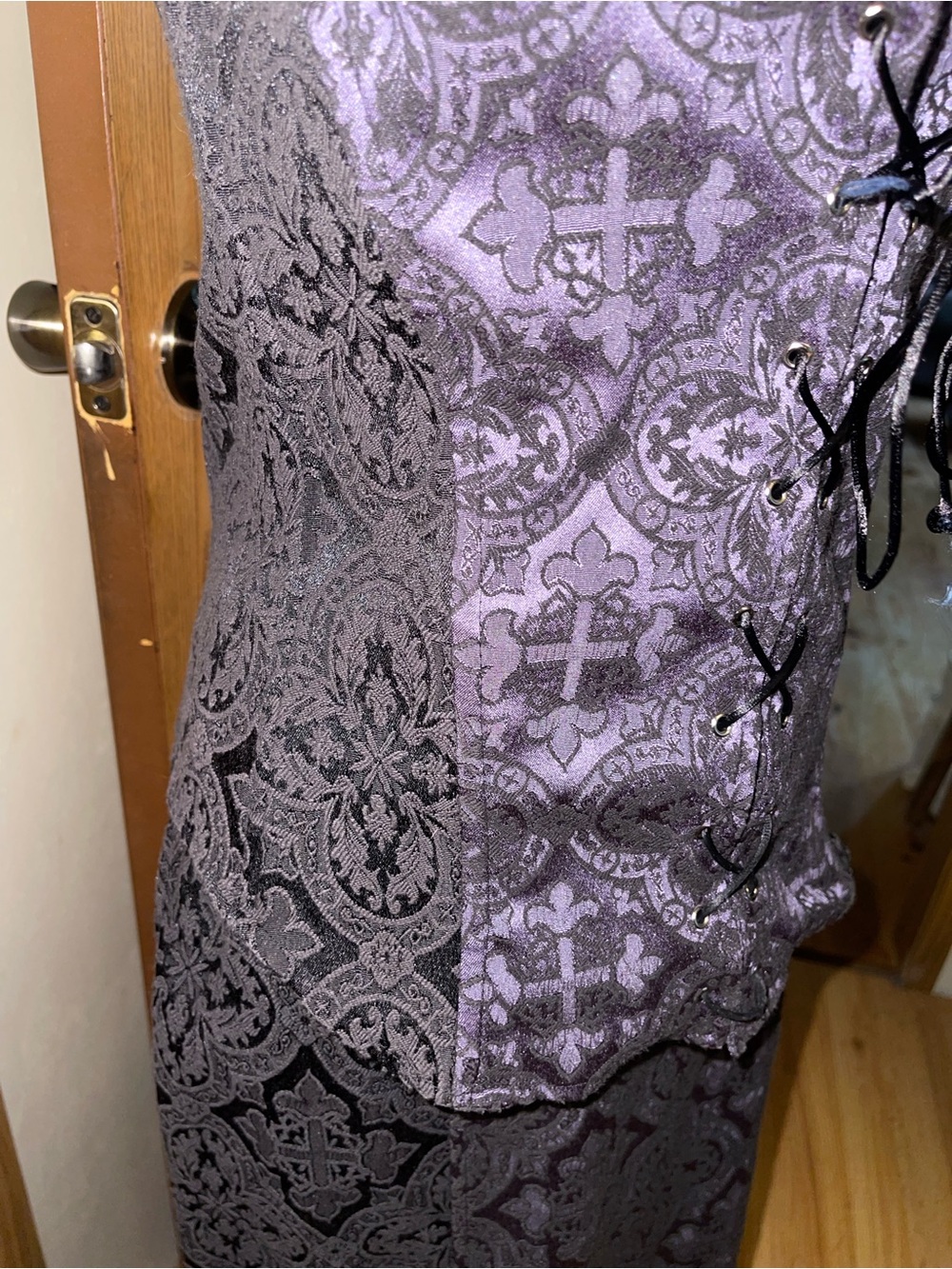 Morbid Threads Purple Lace-Up Gothic Corset Top and Maxi Skirt - Picture 5 of 6